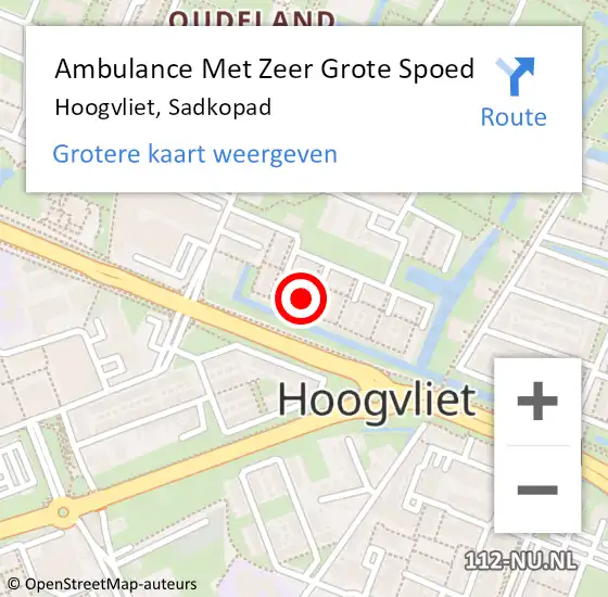 Locatie op kaart van de 112 melding: Ambulance Met Zeer Grote Spoed Naar Hoogvliet, Sadkopad op 13 december 2024 09:08