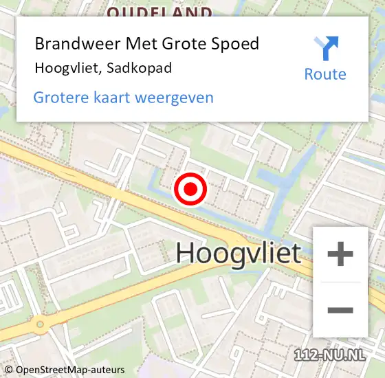 Locatie op kaart van de 112 melding: Brandweer Met Grote Spoed Naar Hoogvliet, Sadkopad op 13 december 2024 09:08