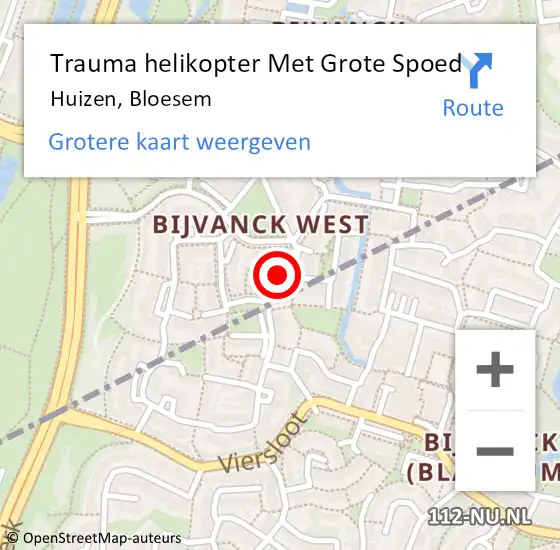 Locatie op kaart van de 112 melding: Trauma helikopter Met Grote Spoed Naar Huizen, Bloesem op 13 december 2024 09:29