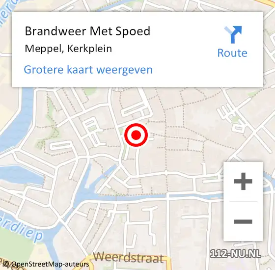 Locatie op kaart van de 112 melding: Brandweer Met Spoed Naar Meppel, Kerkplein op 13 december 2024 09:32