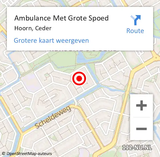 Locatie op kaart van de 112 melding: Ambulance Met Grote Spoed Naar Hoorn, Ceder op 13 december 2024 09:41