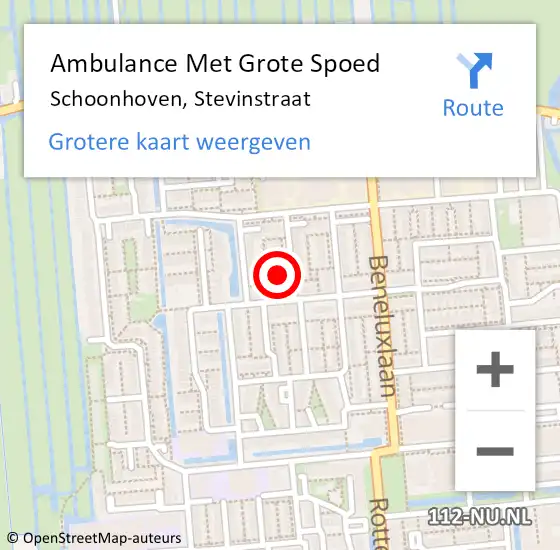 Locatie op kaart van de 112 melding: Ambulance Met Grote Spoed Naar Schoonhoven, Stevinstraat op 13 december 2024 09:41