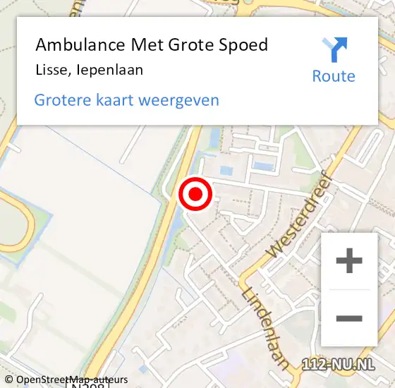 Locatie op kaart van de 112 melding: Ambulance Met Grote Spoed Naar Lisse, Iepenlaan op 13 december 2024 09:54