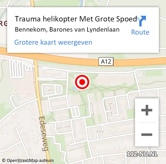 Locatie op kaart van de 112 melding: Trauma helikopter Met Grote Spoed Naar Bennekom, Barones van Lyndenlaan op 13 december 2024 09:57