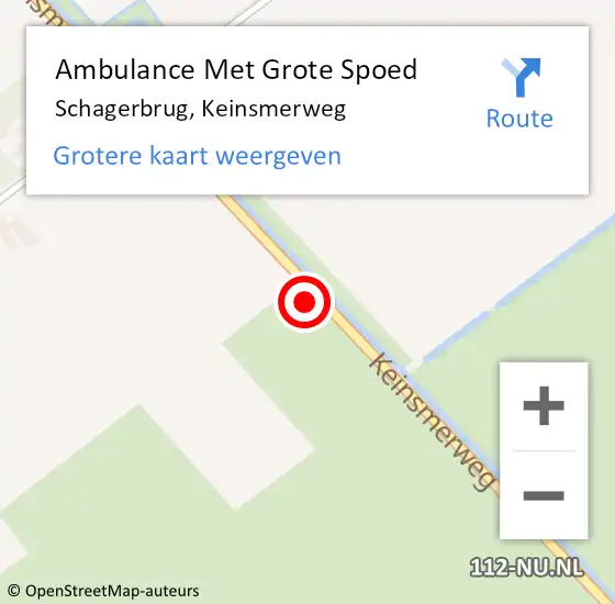 Locatie op kaart van de 112 melding: Ambulance Met Grote Spoed Naar Schagerbrug, Keinsmerweg op 13 december 2024 10:07