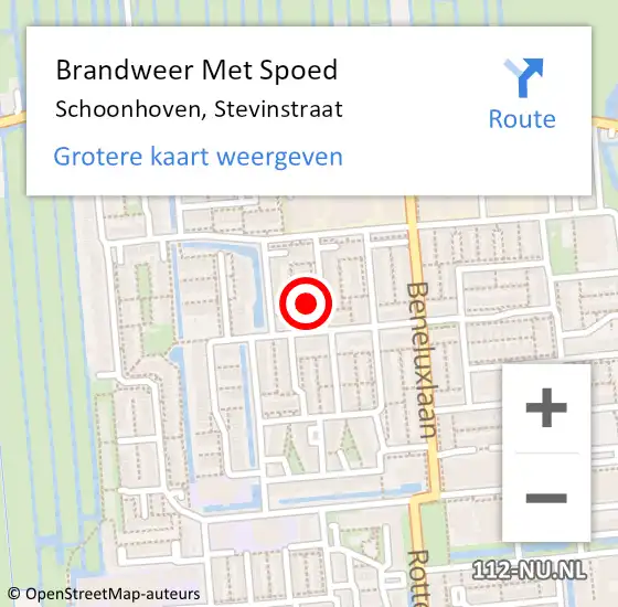 Locatie op kaart van de 112 melding: Brandweer Met Spoed Naar Schoonhoven, Stevinstraat op 13 december 2024 10:12