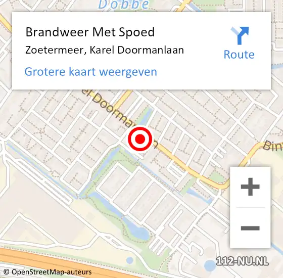 Locatie op kaart van de 112 melding: Brandweer Met Spoed Naar Zoetermeer, Karel Doormanlaan op 13 december 2024 10:12