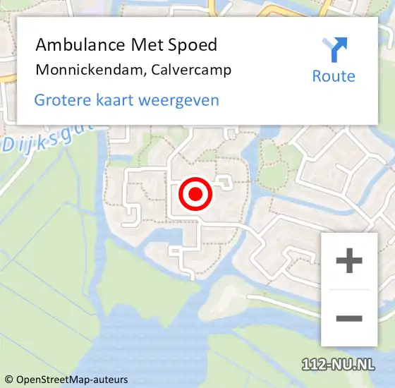 Locatie op kaart van de 112 melding: Ambulance Met Spoed Naar Monnickendam, Calvercamp op 13 december 2024 10:18