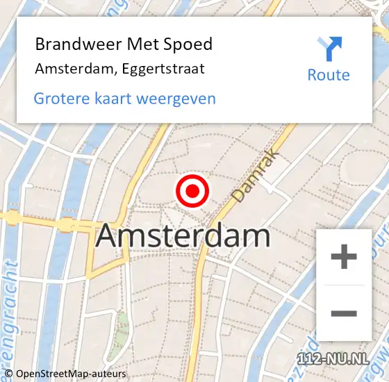 Locatie op kaart van de 112 melding: Brandweer Met Spoed Naar Amsterdam, Eggertstraat op 13 december 2024 10:29