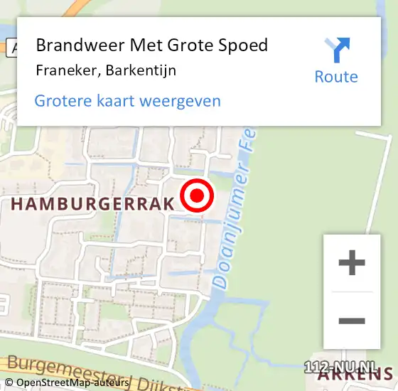 Locatie op kaart van de 112 melding: Brandweer Met Grote Spoed Naar Franeker, Barkentijn op 13 december 2024 10:30