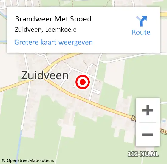 Locatie op kaart van de 112 melding: Brandweer Met Spoed Naar Zuidveen, Leemkoele op 13 december 2024 10:41