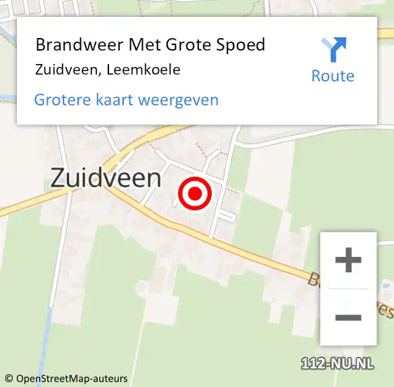 Locatie op kaart van de 112 melding: Brandweer Met Grote Spoed Naar Zuidveen, Leemkoele op 13 december 2024 10:41