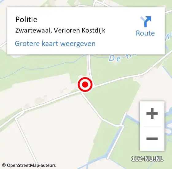 Locatie op kaart van de 112 melding: Politie Zwartewaal, Verloren Kostdijk op 13 december 2024 10:54