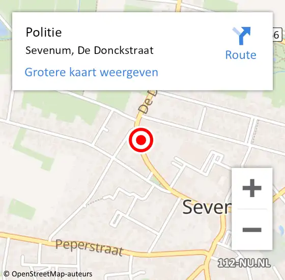 Locatie op kaart van de 112 melding: Politie Sevenum, De Donckstraat op 13 december 2024 11:07