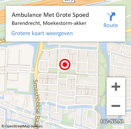 Locatie op kaart van de 112 melding: Ambulance Met Grote Spoed Naar Barendrecht, Moekestorm-akker op 13 december 2024 11:08