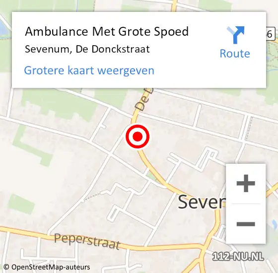 Locatie op kaart van de 112 melding: Ambulance Met Grote Spoed Naar Sevenum, De Donckstraat op 13 december 2024 11:10