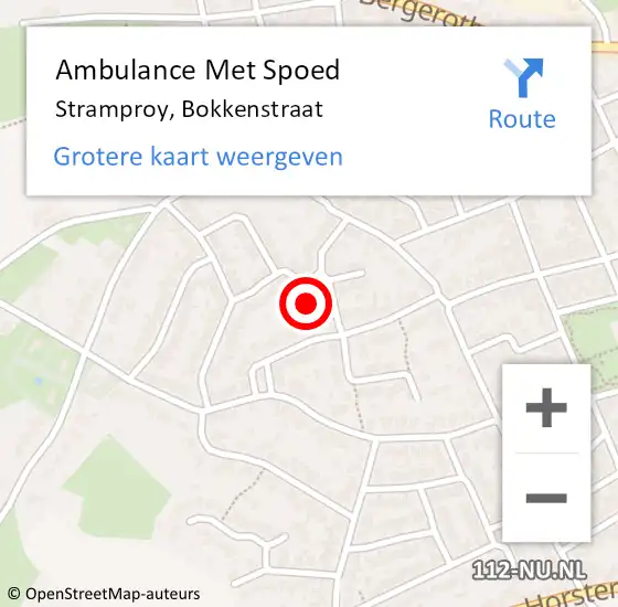 Locatie op kaart van de 112 melding: Ambulance Met Spoed Naar Stramproy, Bokkenstraat op 13 december 2024 11:38