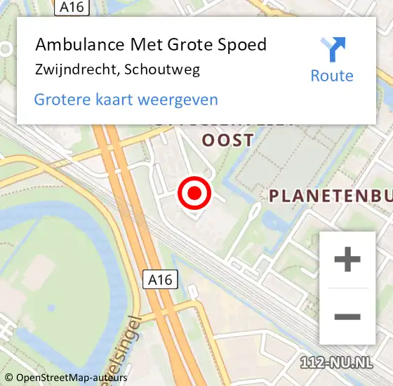 Locatie op kaart van de 112 melding: Ambulance Met Grote Spoed Naar Zwijndrecht, Schoutweg op 13 december 2024 11:50