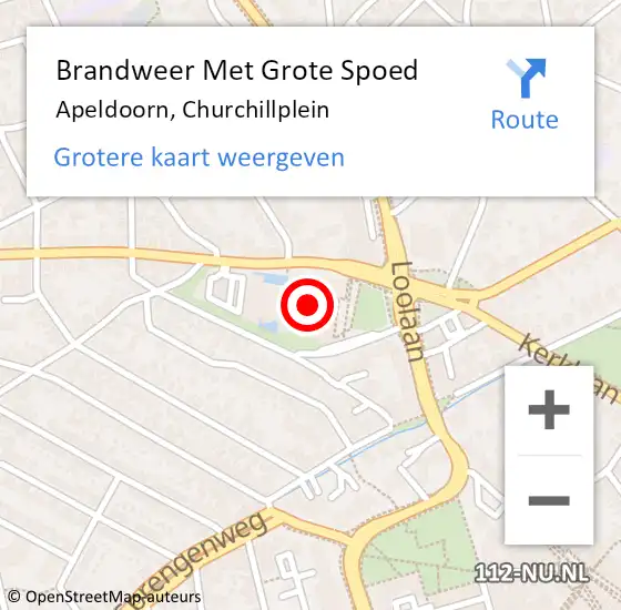 Locatie op kaart van de 112 melding: Brandweer Met Grote Spoed Naar Apeldoorn, Churchillplein op 13 december 2024 11:55