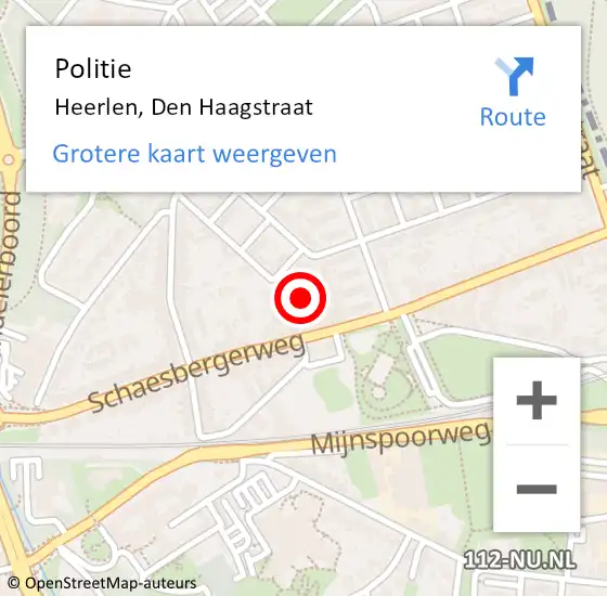 Locatie op kaart van de 112 melding: Politie Heerlen, Den Haagstraat op 13 december 2024 12:05