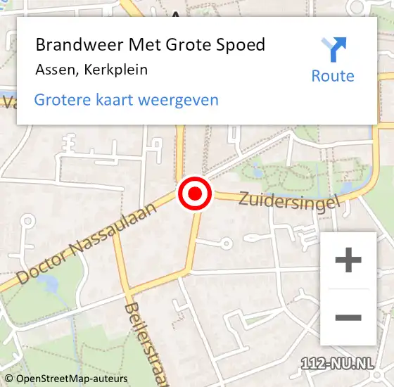 Locatie op kaart van de 112 melding: Brandweer Met Grote Spoed Naar Assen, Kerkplein op 13 december 2024 12:21