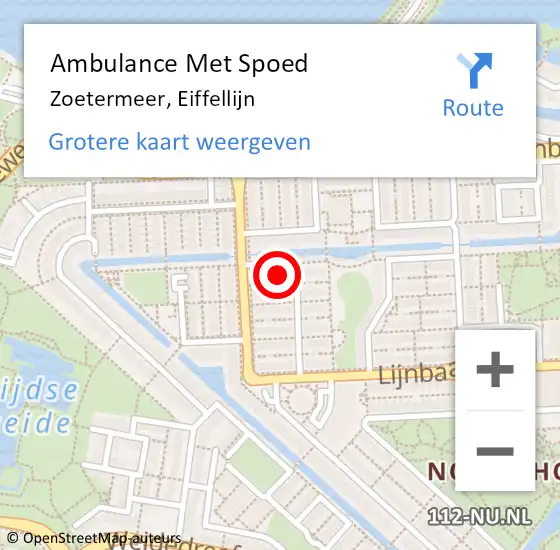 Locatie op kaart van de 112 melding: Ambulance Met Spoed Naar Zoetermeer, Eiffellijn op 13 december 2024 12:24