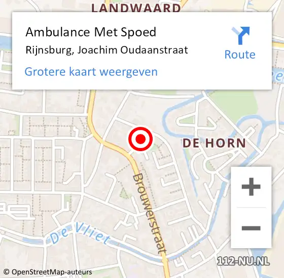 Locatie op kaart van de 112 melding: Ambulance Met Spoed Naar Rijnsburg, Joachim Oudaanstraat op 30 oktober 2014 10:00