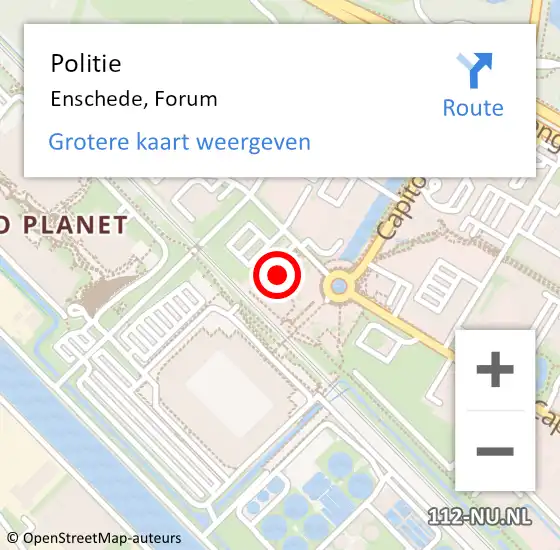 Locatie op kaart van de 112 melding: Politie Enschede, Forum op 13 december 2024 12:24