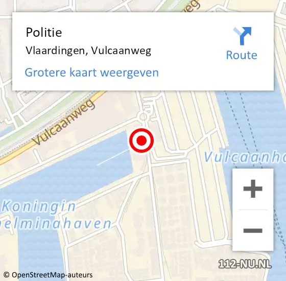 Locatie op kaart van de 112 melding: Politie Vlaardingen, Vulcaanweg op 13 december 2024 12:38