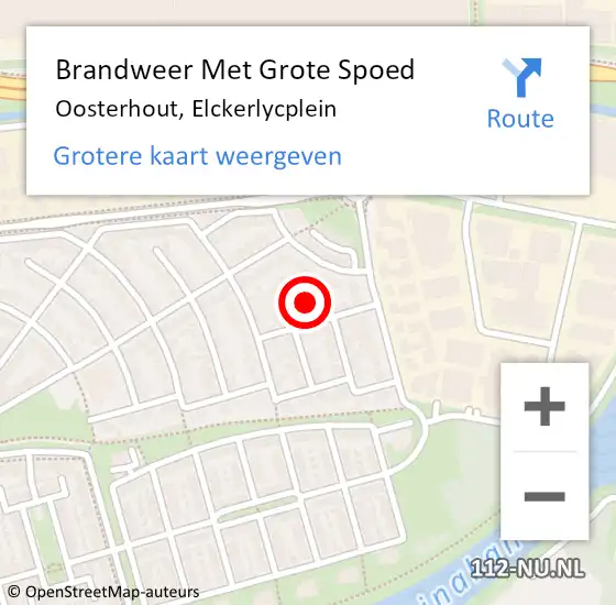 Locatie op kaart van de 112 melding: Brandweer Met Grote Spoed Naar Oosterhout, Elckerlycplein op 13 december 2024 12:40