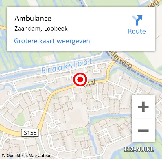 Locatie op kaart van de 112 melding: Ambulance Zaandam, Loobeek op 13 december 2024 13:07