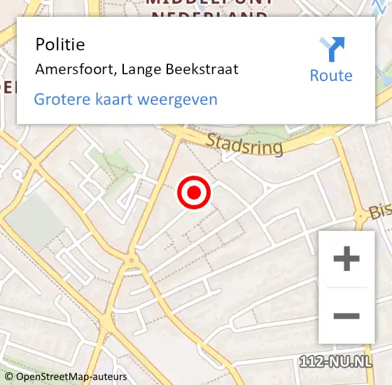 Locatie op kaart van de 112 melding: Politie Amersfoort, Lange Beekstraat op 13 december 2024 13:34