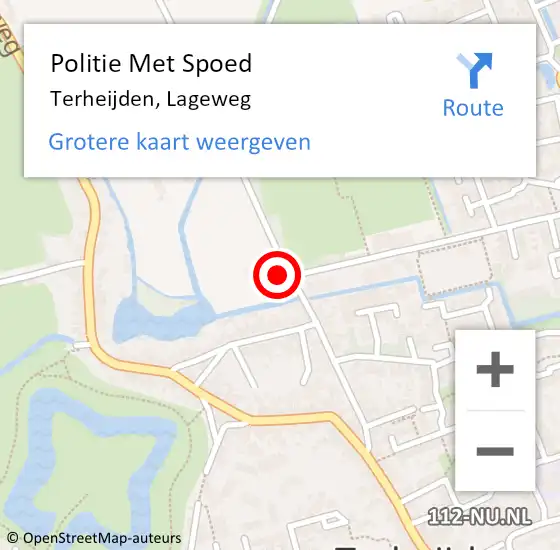 Locatie op kaart van de 112 melding: Politie Met Spoed Naar Terheijden, Lageweg op 13 december 2024 14:09