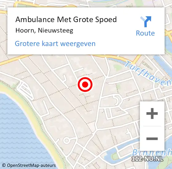 Locatie op kaart van de 112 melding: Ambulance Met Grote Spoed Naar Hoorn, Nieuwsteeg op 13 december 2024 14:10