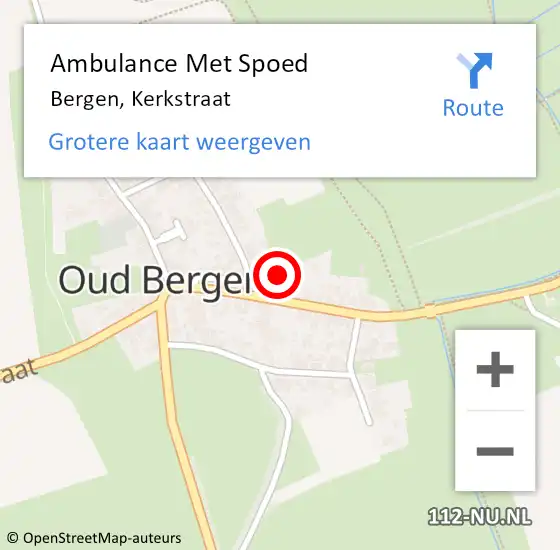 Locatie op kaart van de 112 melding: Ambulance Met Spoed Naar Bergen, Kerkstraat op 13 december 2024 14:12