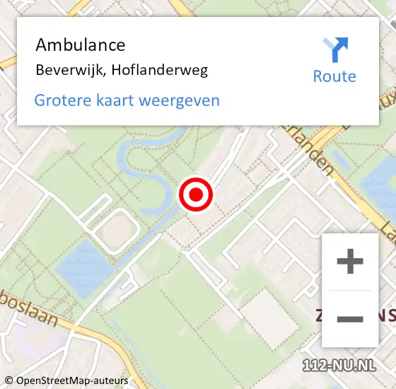 Locatie op kaart van de 112 melding: Ambulance Beverwijk, Hoflanderweg op 13 december 2024 14:15