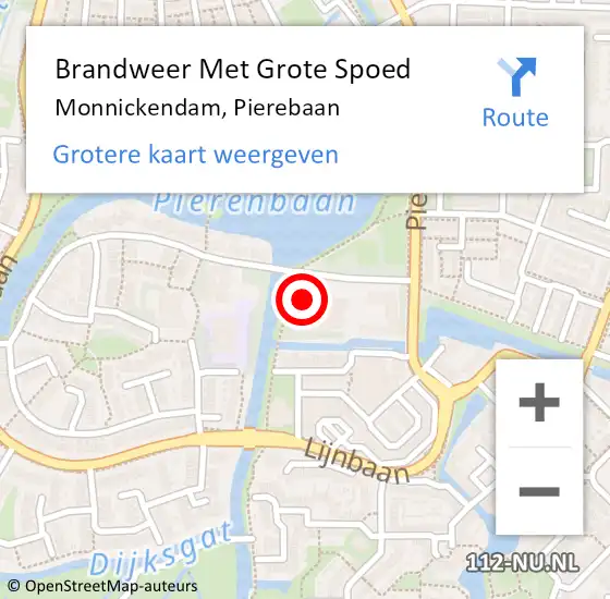 Locatie op kaart van de 112 melding: Brandweer Met Grote Spoed Naar Monnickendam, Pierebaan op 13 december 2024 14:30