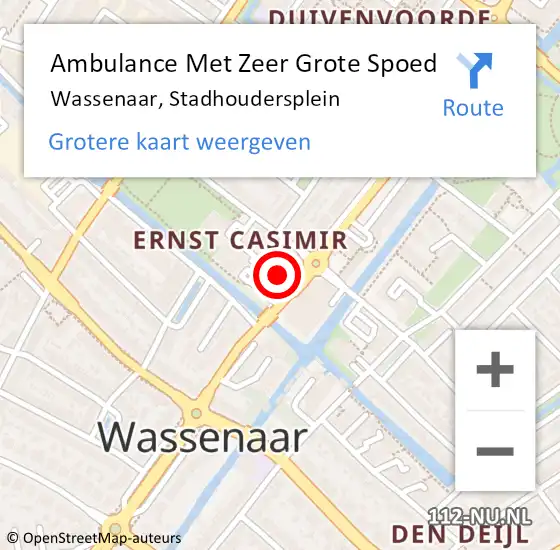 Locatie op kaart van de 112 melding: Ambulance Met Zeer Grote Spoed Naar Wassenaar, Stadhoudersplein op 13 december 2024 14:35