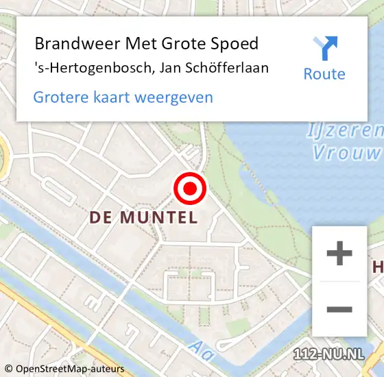 Locatie op kaart van de 112 melding: Brandweer Met Grote Spoed Naar 's-Hertogenbosch, Jan Schöfferlaan op 13 december 2024 14:44