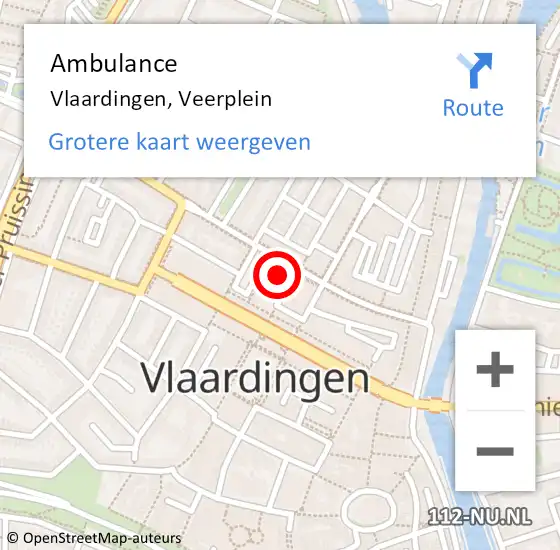 Locatie op kaart van de 112 melding: Ambulance Vlaardingen, Veerplein op 13 december 2024 14:46