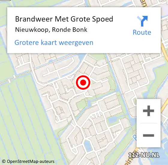 Locatie op kaart van de 112 melding: Brandweer Met Grote Spoed Naar Nieuwkoop, Ronde Bonk op 13 december 2024 14:47