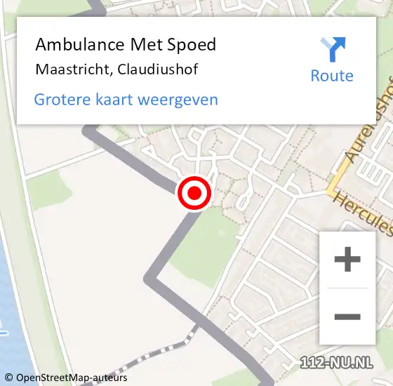 Locatie op kaart van de 112 melding: Ambulance Met Spoed Naar Maastricht, Claudiushof op 30 oktober 2014 10:14