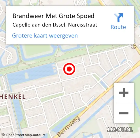 Locatie op kaart van de 112 melding: Brandweer Met Grote Spoed Naar Capelle aan den IJssel, Narcisstraat op 13 december 2024 15:28