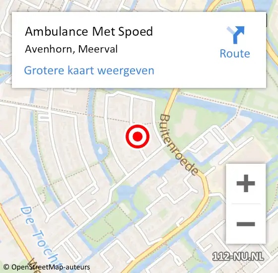 Locatie op kaart van de 112 melding: Ambulance Met Spoed Naar Avenhorn, Meerval op 13 december 2024 15:51