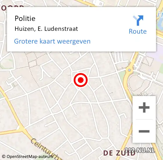 Locatie op kaart van de 112 melding: Politie Huizen, E. Ludenstraat op 13 december 2024 15:55