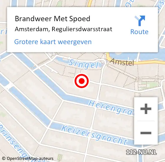 Locatie op kaart van de 112 melding: Brandweer Met Spoed Naar Amsterdam, Reguliersdwarsstraat op 13 december 2024 16:11