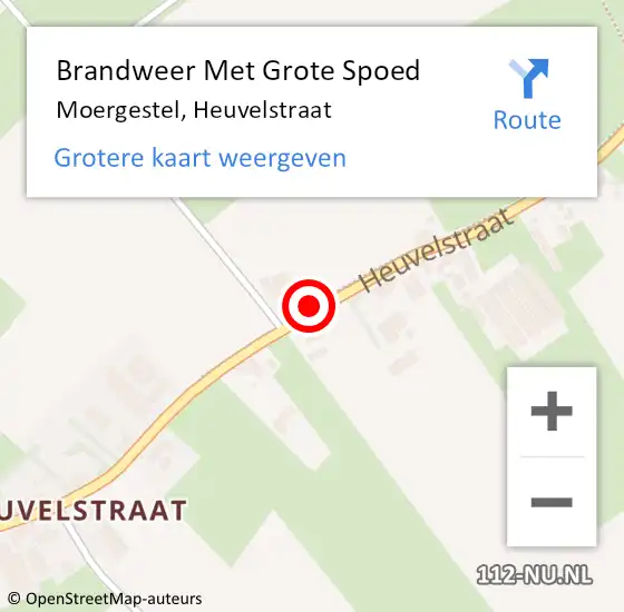 Locatie op kaart van de 112 melding: Brandweer Met Grote Spoed Naar Moergestel, Heuvelstraat op 13 december 2024 16:31