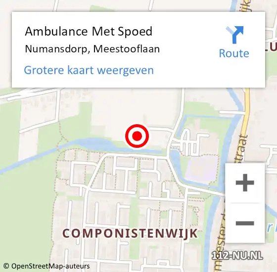 Locatie op kaart van de 112 melding: Ambulance Met Spoed Naar Numansdorp, Meestooflaan op 13 december 2024 16:34