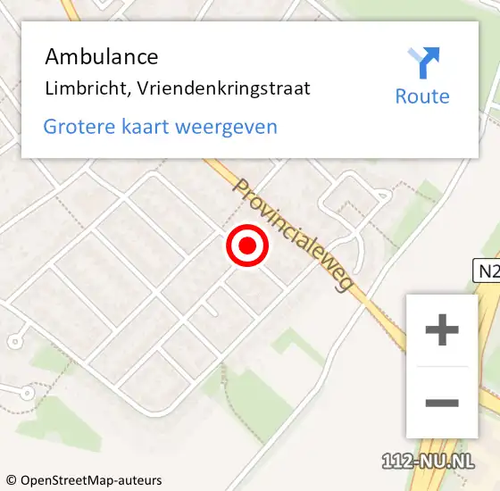 Locatie op kaart van de 112 melding: Ambulance Limbricht, Vriendenkringstraat op 30 oktober 2014 10:22