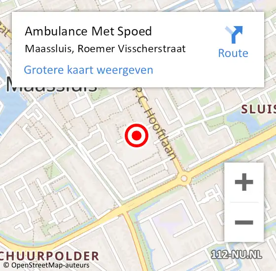 Locatie op kaart van de 112 melding: Ambulance Met Spoed Naar Maassluis, Roemer Visscherstraat op 13 december 2024 16:52